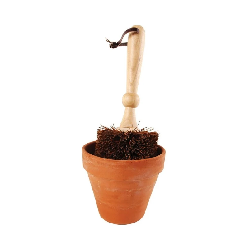 Blumentopf Bürste (Bürste mit Lederschlaufe)