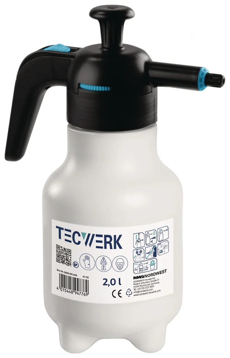 TECWERK Drucksprüher 2 l mit FPM-Dichtung & Kunststoffdüse