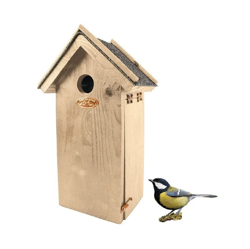 Nistkasten mit Bitumendach - Kohlmeisen (Vogelhaus auf Kiefernholz)
