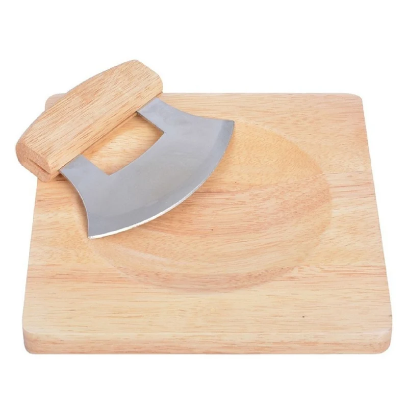 Kräuterschneide Set (aus Holz und Edelstahl)