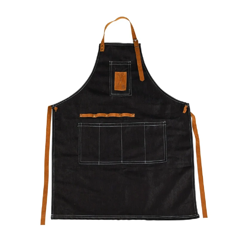 Denim Gartengeräteschürze (Schöne Schürze aus Jeans und Leder)