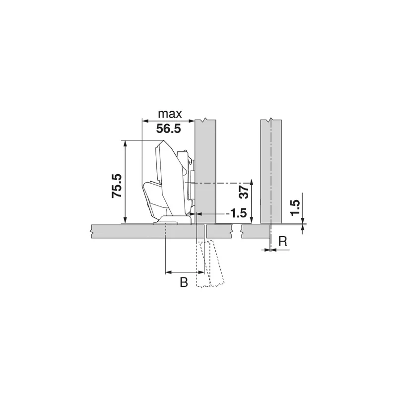 CLIP top BLUMOTION Scharnier für dünne Türen 110°