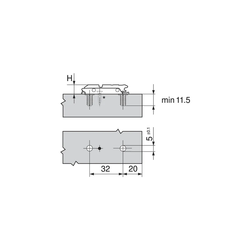 Clip top Excenter Montageplatte gerade