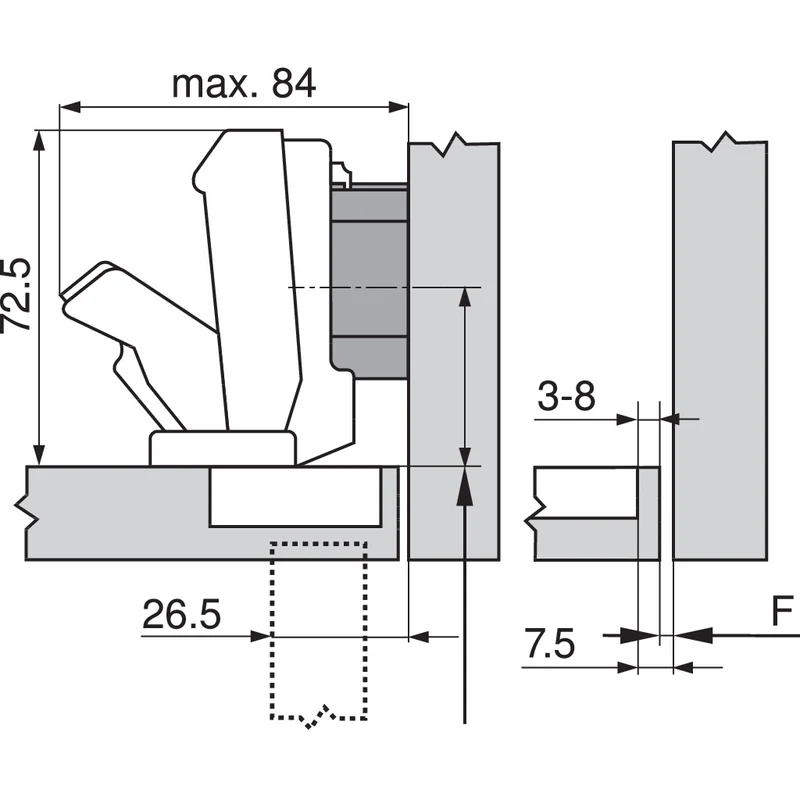 CLIP top Scharnier 170°