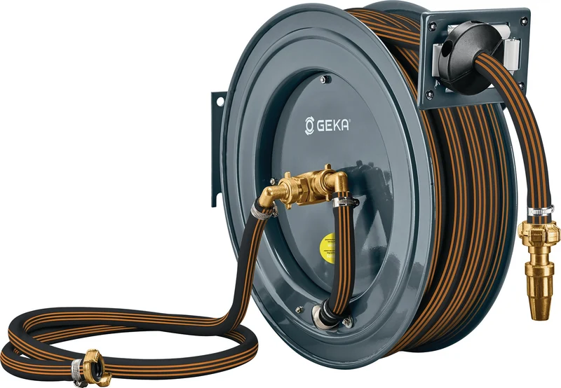 GEKA plus Automatischer Schlauchaufroller PA20GSK – 15 m Schlauch, Stahl, 20 bar