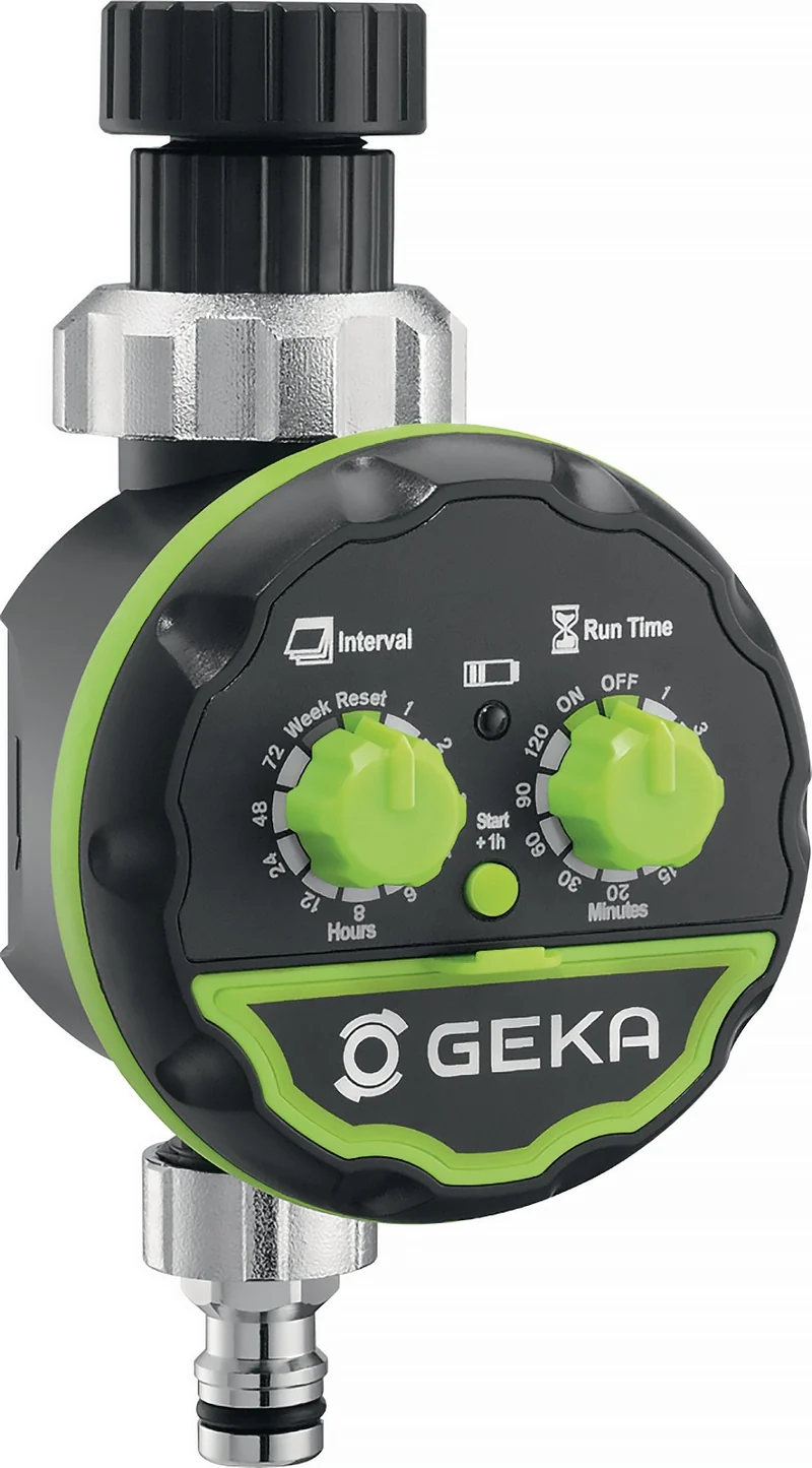 GEKA Bewässerungscomputer 1 Station elektronisch – intuitive Drehknopf-Steuerung, Safe Water Stop